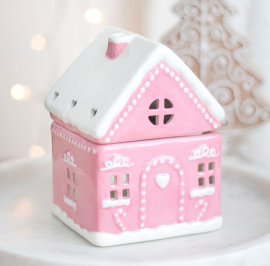 Pink gingerbread house wax burner